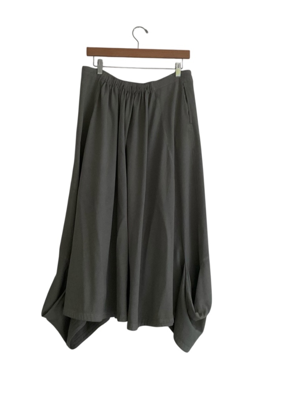 Free People Free-Est Draped Midi Skirt Sz M Gray Effortless Lagenlook Mori Girl - Picture 3 of 11